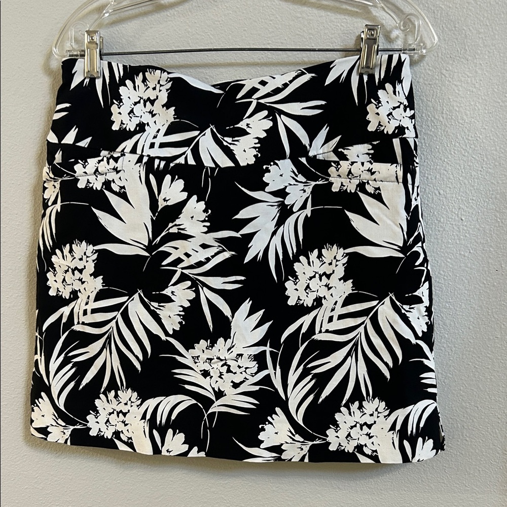 Classic Black & White Floral Skort with Overlay Front